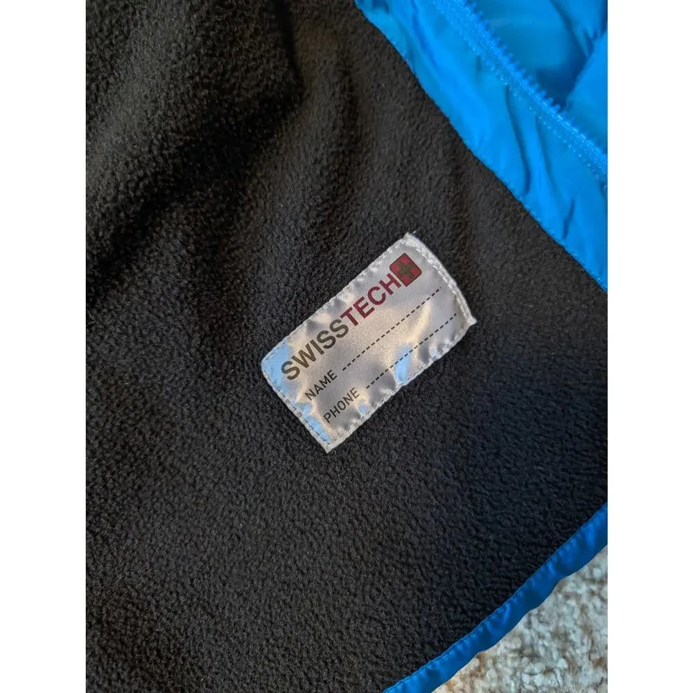 Swiss Tech Boys Blue Hooded Puffer Jacket Quilted Winter Coat Size L (10-12)